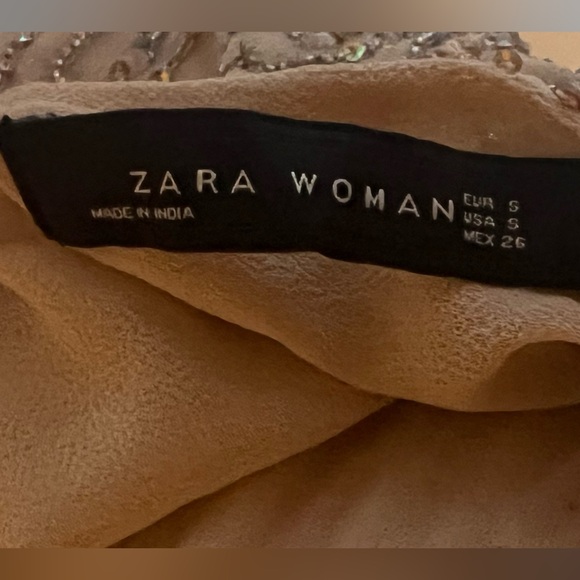 Zara Sequin Champagne Embellished romper, S - Picture 6 of 6